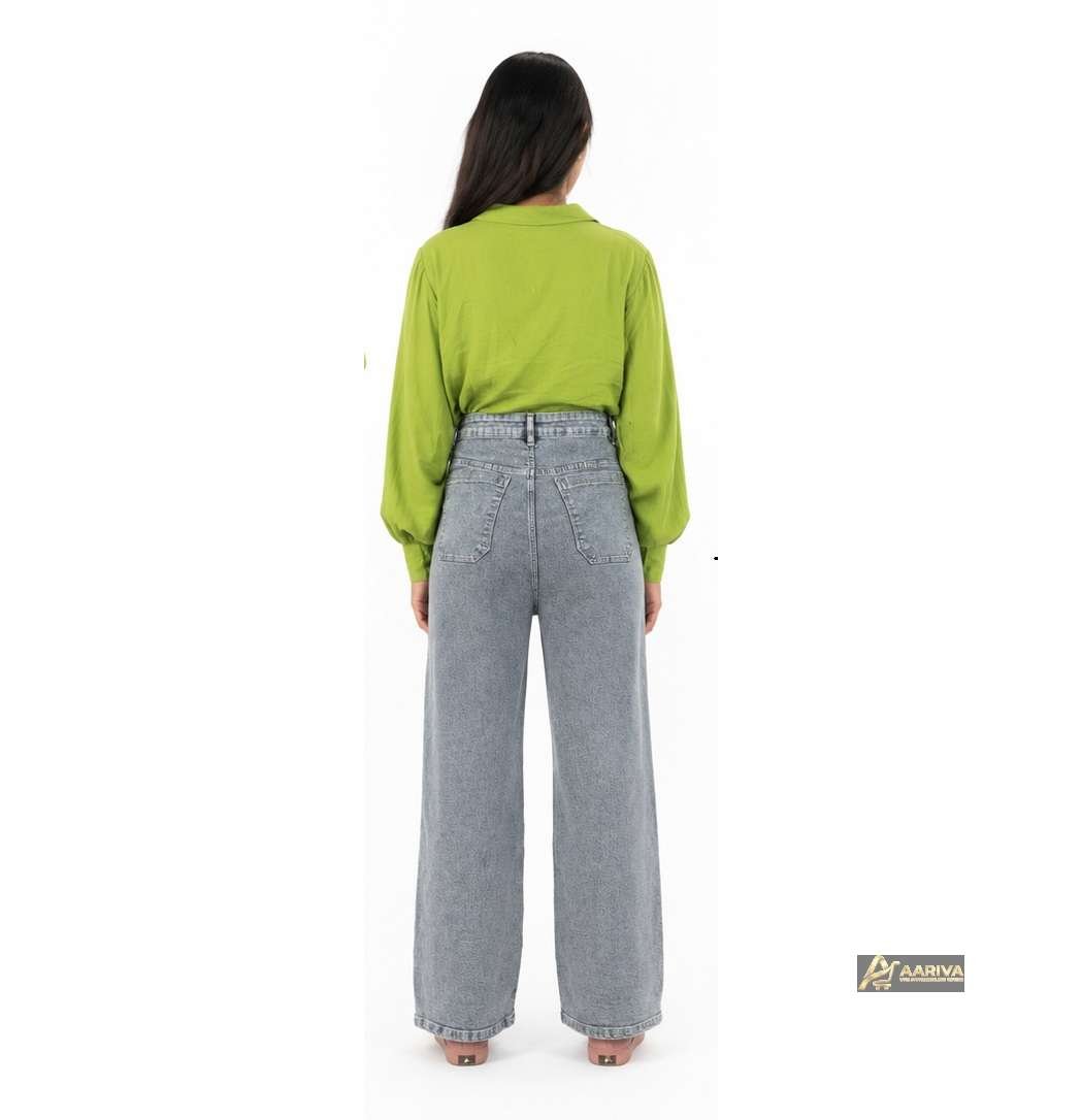 Women's High Rise Charcoal Grey Wide Leg Jeans